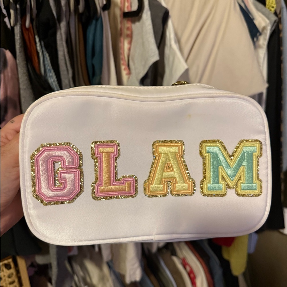 Stoney Clover Lane White Glam Cosmetic Bag